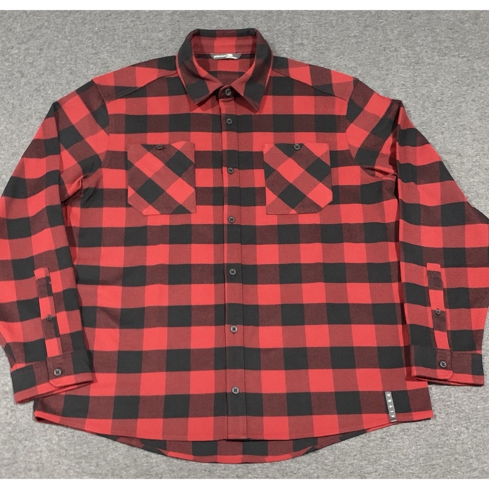 Sitka Gear Riser Work Shirt Men's Red Plaid Long Sleeve Button Up - Size XXL